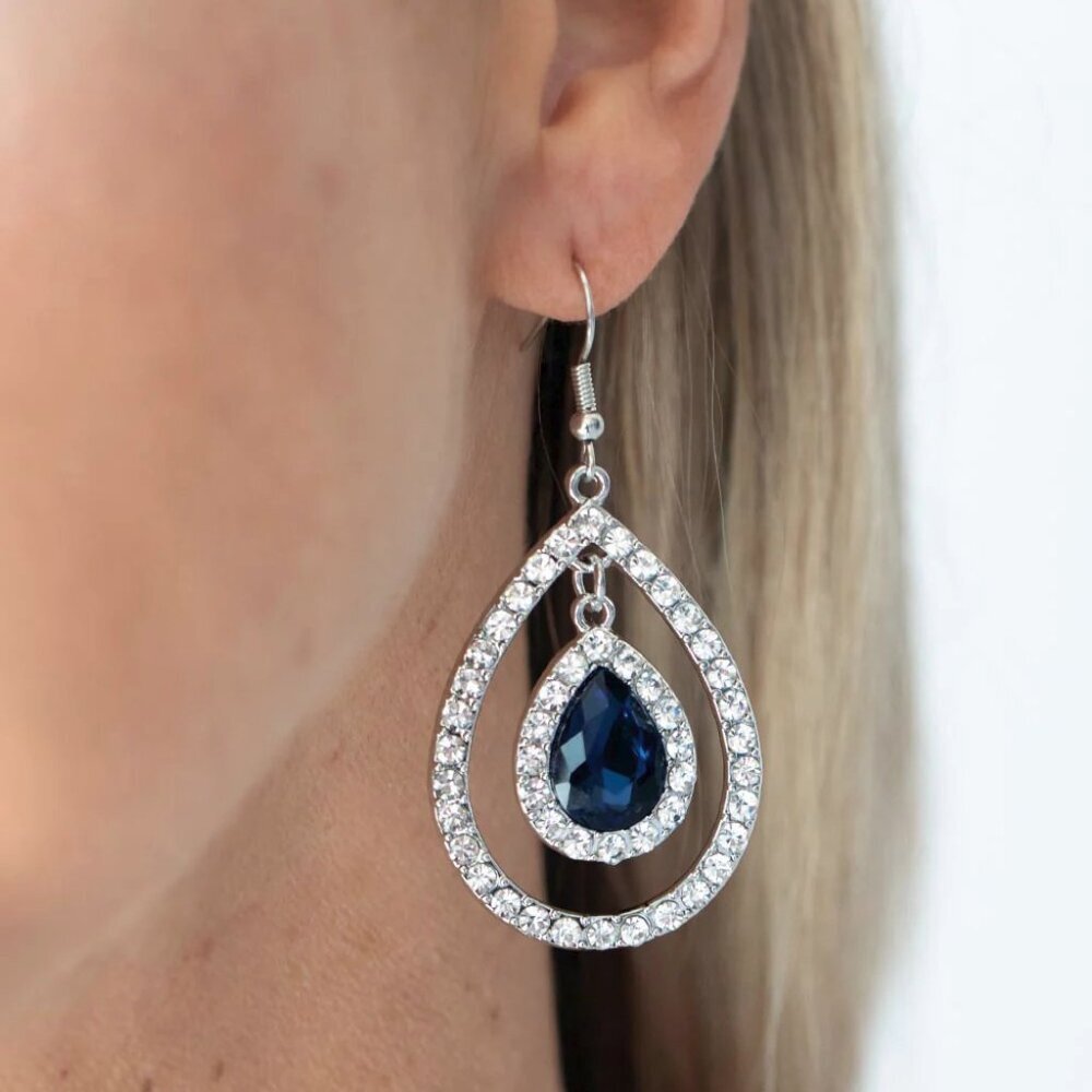 Paparazzi Jewelry Accessories - Blushing Bride - Blue Earrings - Vintage